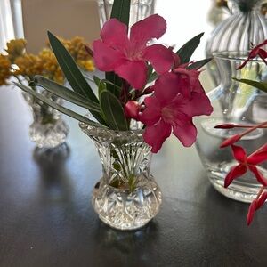 Crystal Bud Vase with Pink Flowers